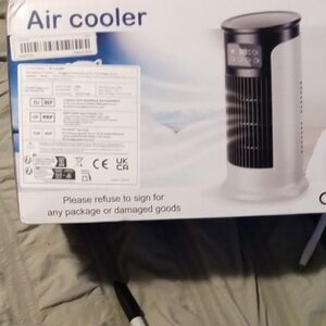Compact Tower Air Cooler in White and Black